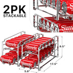 Simple Houseware Stackable Front Loading Beverage Can Dispenser Rack, Chrome - 2 Pack
