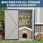 5×3FT Storage Shed，67CU.FT Tool Shed with Sloping Roof and Lockable Door, Compact Metal Tool Garden Shed for Garden, Backyard, Patio