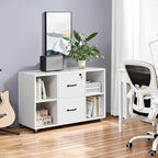 Yaheetech White File Cabinet Mobile Letter Size File Cabinet with 2 Drawers and 4 Open Storage Shelves Large Mobile Lateral Filing Cabinet Printer Stand for Home and Office