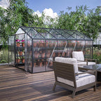 Large Walk-in Clear Polycarbonate Greenhouse with Rain Gutters & Adjustable Roof Vent - Sturdy Aluminum Frame Outdoor Plant House for Vegetable, Flower & Garden Growth-Outbuilding (8x12 ft)