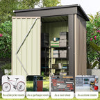 Patiowell 5x3 FT Outdoor Storage Shed, Tool Shed with Sloping Roof and Lockable Door, Metal Shed for Backyard Garden Patio Lawn, Brown
