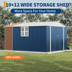 10X12 FT Storage Shed，Lockable Gable Roof Garden Shed with Grid Window, All-Weather Resistant Storage Unit for Bikes, Ladders, Patio Supplies & Garden Essentials