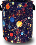 Colorful Planets Laundry Basket Oxford Cloth Starry Sky Galaxy Laundry Hamper With Handle Foldable Portable Clothes Storage Basket Funny Laundry Bag 18.9"x16.5" For Laundry Room/Bedroom/Bathrooms