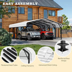 Nuturelly 20x20 FT Metal Carport, Heavy Duty Carport Canopy with Enhanced Base, Outdoor Car Shelter with Galvanized Steel Roof and Frame Garage for Truck, SUV, Boat(White)