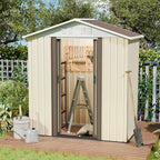 Outdoor Sheds 5FT x 3FT Outdoor Storage, Metal Anti-Corrosion Utility Tool House with Lockable Door & Shutter Vents，Outdoor Waterproof Garden Tool Metal Storage Sheds （White