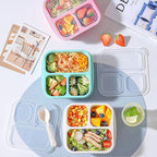 Bento Box For Kids, 4 Pack 3 Compartments Meal Prep Containers Reusable Lunch Containers, Food Storage Containers With Lids, Stackable Snack Boxes for School, Work, and Travel