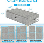 Under Bed Storage Container Bin 4 Pack, 4.5 Inch Slim Low Profile Underbed Clothes Storage Organizer for Dorm & Home, Use for Blanket and Toy Storage Box W/ Sturdy Bottom/Sides, Foldable Thick Fabric