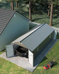 Garvee 12x25 ft Enclosed Metal Car Port, Oversized Carport with Vertical Steel Roof for All-Weather Use, Metal Garage Shed with Man Door for Full-Sized Pickup Trucks & SUV, Gray