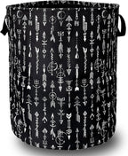 Black White Adventure Arrow Laundry Basket Foldable With Handles Tote Bag Oxford Cloth Funny Laundry Hamper Clothes Storage Bucket Toy Organizer 18.9" x 16.5" For Bathroom/Laundry/Bedroom