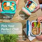 Bentgo Chill Max Leak-Proof XL Lunch Box - Included Ice Pack Keeps Food Cold; 5-Cup Capacity for Adults & Ages 8+, 3 or 4 Compartment Bento Box, BPA-Free, Dishwasher Safe (Bone & Glacier Blue)