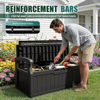 Devoko 80 Gallon Storage Bench Deck Box Lockable for Patio Furniture, Garden Decor and Outdoor Seating for Cushions, Garden Tools and Pool Supplies (Black)