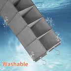 Large Hanging Sweater Organizer for Closet,Collapsible 6-Shelf Hanging Closet Shelves with Drawers, Washable (Grey-5 Shelf-1 d)