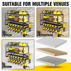 Heavy Duty Power Tool Organizer Wall Mount - 300lb Capacity 3-Tier Storage Rack with 7 Drill Holders for Garage Workshop Tools