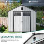YITAHOME 8x10 FT Outdoor Storage Shed with Floor, Extra Thick Plastic Garden Shed for Bikes, Tools and Pool Supplies, Outdoor Resin Shed with Door Window Insert & Vents for Patio, Lawn, Backyard, Gray