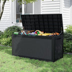 Outdoor Storage Box, Resin Deck Boxes Indoor and outdoor, Waterproof Storage Box Lockable Lid (Black, 110 Gallon)