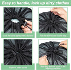 2 Pack Mesh Laundry Bags,Machine Washable Dirty Clothes Organizer with Drawstring and ID Tag, Large Laundry Hamper Liner Enough to Laundry Essentials for Travel, Sports（28" x 40",Black+White)