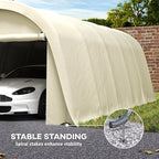 Outsunny 12' x 23.6' Heavy Duty Carport, Portable Garage Car Canopy Tent with UPF50+ Sun Protection, Galvanized Frame, Large Roll-Up Door for Cars, Trucks, Boats, Motorcycle, Bike, Beige