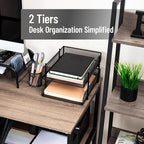 Mind Reader Paper Tray, Desk Organizer, Stackable, Storage, Office, Metal Mesh, 10.5" L x 13.25" W x 7.5" H, Set of 2, Black