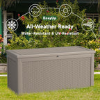 EasyUp 320 Gallon Outdoor Storage Box Waterproof, UV Resistant Resin Deck Box with Hydraulic Rod, Reinforced Stability for Patio, Garden, Rattan Gray