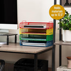 Mind Reader Stackable Paper Tray, Classroom Organizer, File Storage, Teachers, Metal Mesh, 4 Pcs., Multi-Colored