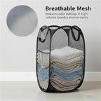 16 Pack Commercial Pop Up Laundry Hampers, 112L Large Capacity, Foldable Mesh with Steel Frame, Oxford Fabric Bulk Laundry Baskets for Hotels, Dorms, Shelters and Property Management (16)