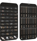 Hanging Jewelry Organizer Storage, 40 Pockets 36 Hooks Necklace Earring Necklace Bracelet Ring Organizer, Double - Sided Design, Black