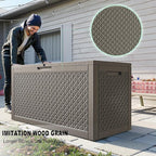 110 Gallon Outdoor Waterproof Resin Storage Deck Box Lockable Outside Bench UV Resistant Bin Patio Porch Furniture Pool Float Garden Tool Cushion Grey