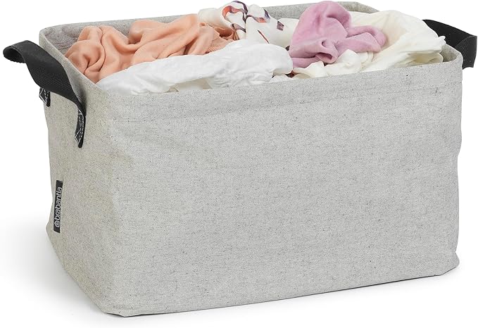 Brabantia - Foldable Laundry Basket - Compact Storage Box - Water Resistant Coating - Multi-Functional - Laundry Hamper - Bathroom - Collapsible - Grey - 9 Gal