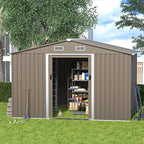 Kullavik 10FT x 8FT Outdoor Storage Shed with Window and Lockable Doors,Waterproof Metal Garden Tool Shed,Galvanized Steel shed for Backyard,Garden,Patio