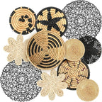 Tatuo 11 Pcs Boho Wall Basket Decor Decorative Bulrush Woven Basket Wall Decor Art Round Farmhouse Hanging Baskets for Kitchen Rustic Home Summer Decorations, Multi Sizes(Fresh)