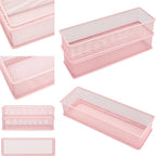 Annova Mesh Stackable Drawer Cabinet and Shelf Organizer Bins Storage Basket School Office Supply Holder Tray- Set of 2 (Light Pink, 3x9x2 Inch)