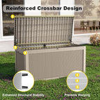 ROJIK Outdoor Storage Housing Deck Box,Waterproof Patio Furniture, Garden Tools, Cushions, Pool Accessories Storage Bench with Lockable Lid and Side Handles (Grey,320 Gallon)