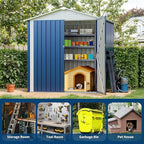 6X4 FT Outdoor Storage Shed, Galvanized Steel Outdoor Storage Shed, 130 Cu Ft Weather Resistant Garden Tool Sheds with Door & Sloped Roof, Multi-Use Shed for Bikes, Ladders