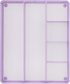 Annova Desk Top Organizer/Storage Tray - Metal Mesh with Dividers for Pens, Desktop Accessories, Bathroom, Kitchen, Makeup and Office Supplies (Large, Light Purple)