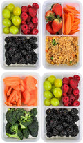 FIT Strong & Healthy Bento Lunch Box & Meal Prep Containers, Food & Snack Storage for Adults & Kids, Microwave, Freezer, & Dishwasher Safe, Reusable, Airtight Lid, Removable Compartments, 39oz, 4 Pack