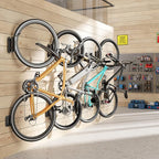 Swivel Bike Wall Mount, Heavy Duty Vertical Bike Rack with Fixed Hooks for Garage Storage, Wall Mounted Bicycle Hangers Holds up to 77 lbs for Indoor, 4 Pack