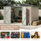 8x6ft Heavy Duty Outdoor Storage Shed, Metal Tool Shelter with Lockable Doors, Air Vents, Large Weatherproof Utility Building for Backyard Patio Lawn – Wind & Rain Resistant, UV Protection