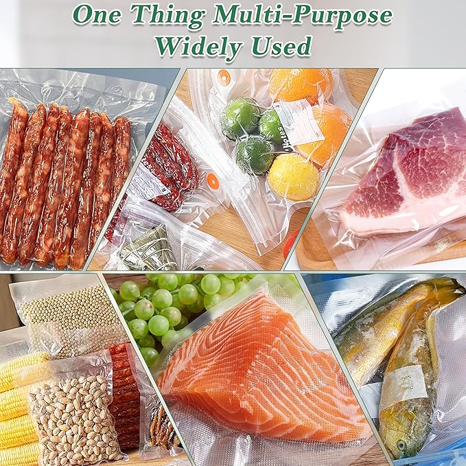 Pre-Cut Perforated Vacuum Sealer Bags Rolls,Heavy-Duty Vacuum Sealer Roll Bags 8x12 Inch 4 Rolls 80 Tear Off Bags,Easy-Tear Food Grade Storage Bags for Sous Vide, Freezer & Meat (BPA Free)