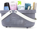Brookstone Modern Large Portable Shower Caddy with Soft Silicone Carrying Handle, Bathroom Organizer Basket, Plastic Bath Tote and Shower Organizer, Quick Dry Drainage Holes, BPA Free, Grey