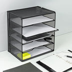 Amazon Basics 5-Tier Mesh Desk Organizer, File Holder, Paper Sorter for Office Supplies, Mail, Documents, 13.6 x 9.5 x 12.8 inches, Black