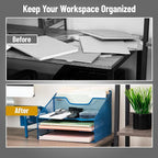 Mind Reader Metal Mesh Desktop File Organizer, 3-Tier Paper Tray with 5 Compartments, Office Mail Sorter, Turquoise
