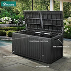 YITAHOME 180 Gallon Large Outdoor Storage XL Deck Box w/Divider for Patio Furniture,Outdoor Cushions, Garden Tools, Sports Equipment and Pool Supplies, Waterproof, Resin, Lockable, Black