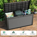 DRATO 70 Gallon Deck Boxes Outdoor Waterproof, Resin Large lockable Storage Box for Patio Furniture Side Table, Waterproof Storage Containers for Pool and Garden Accessories(70 Gallon, Black)