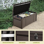 YITAHOME 150 Gallon Large Outdoor Storage Deck Box, Waterproof Cushion Storage Bench with Lockable Lid for Patio, Pool Supplies, Garden Tools, Resin, Dark Brown