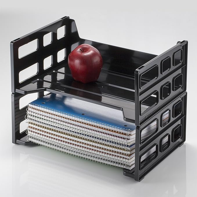 Officemate Recycled High Capacity Letter Tray, Set of 2 (26056),Black