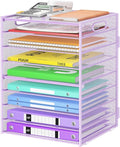 9 Tier Paper Organizer with Handle, Purple Large Capacity Desk Organizer Mesh File Folder Letter Paper Tray Desktop Document Sorter for Classroom, School, and Office Accessories Organization