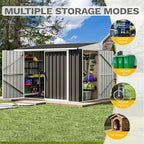 DWVO 7x4 FT Outdoor Weatherproof Storage Shed, Secure Metal Bike Shed w/Lockable Entry, Garden Storage Solution for Lawn Equipment, Tools, Waste Bin, Dark Gray