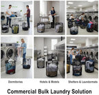 16 Pack Commercial Pop Up Laundry Hampers, 112L Large Capacity, Foldable Mesh with Steel Frame, Oxford Fabric Bulk Laundry Baskets for Hotels, Dorms, Shelters and Property Management (16)