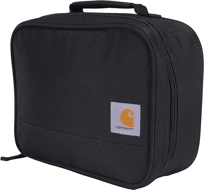 Carhartt Insulated Lunch Cooler For Men and Women, Fully Insulated Lunch Pale for Everyday Use, 4 Can (Black)