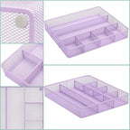 Annova Desk Top Organizer/Storage Tray - Metal Mesh with Dividers for Pens, Desktop Accessories, Bathroom, Kitchen, Makeup and Office Supplies (Large, Light Purple)